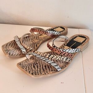 Dolce Vita Izabel Strappy Square Toe Sandals, Cognac Multi Spotted Stella, Sz 9